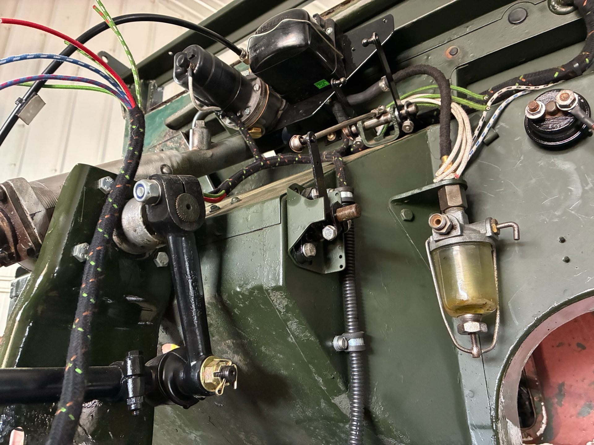 Detail of restored Series Land Rover engine bay wiring
